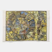 astrologie, renaissance Zodiac Wheel, 1555 Theedoek (Horizontaal)