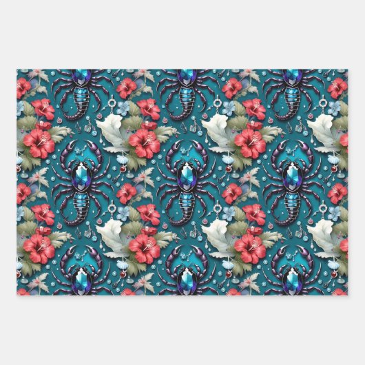 Astrologie Schorpioen Geboorte Maand Bloemkristall Inpakpapier Vel (Voorkant)