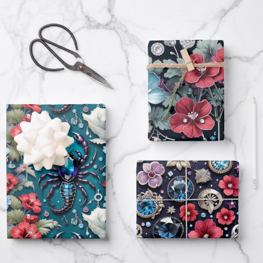 Astrologie Schorpioen Geboorte Maand Bloemkristall Inpakpapier Vel (Voorkant)