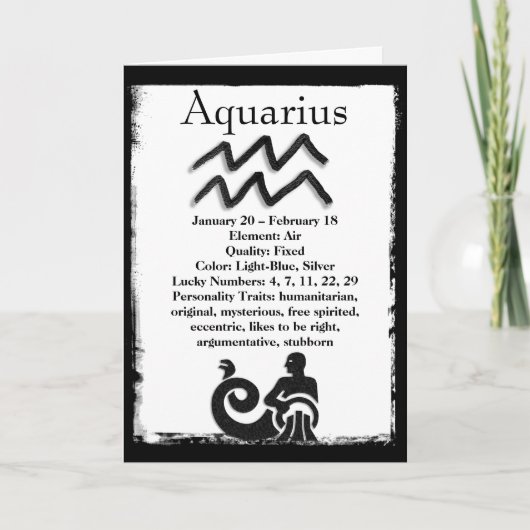Astrologie Sign Aquarius Horoscope Zodiac Kaart (Voorkant)