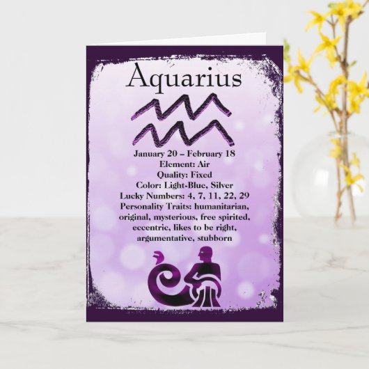 Astrologie Sign Aquarius Horoscope Zodiac Kaart (Gele Bloem)