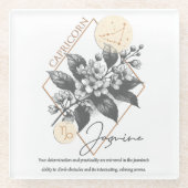 Astrologie/Steenbok Zodiac Sign Bloem Jasmijn Glazen Onderzetter (Voorkant)