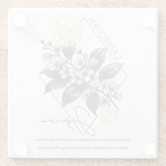 Astrologie/Steenbok Zodiac Sign Bloem Jasmijn Glazen Onderzetter (Achterkant)