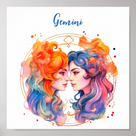 Astrologie sterrenbeeld van Tweelingen in de water Poster (Voorkant)