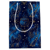 Astrologie Teal Goud Heksachtige Kat Medium Cadeauzakje (Voorkant)