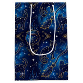 Astrologie Teal Goud Heksachtige Kat Medium Cadeauzakje (Achterkant)