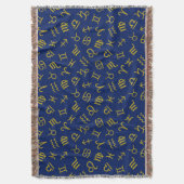 Astrologie Teken Symbolen Patroon Gold + DK Blauw Deken (Voorkant Verticaal)