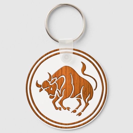 Astrologie Teken van de Rood Taurus Zodiac Bull Sleutelhanger (Voorkant)