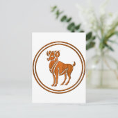 Astrologie Teken van hout Ram Astrology Zodiac Ram Briefkaart (Staand voorkant)