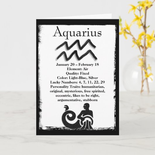 Astrologie Teken Waterman Horoscoop Dierenriem Kaart (Gele Bloem)