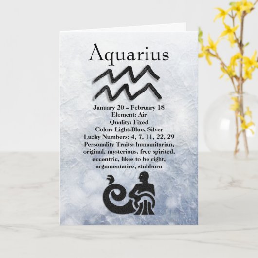 Astrologie Teken Waterman Horoscoop Dierenriem Kaart (Gele Bloem)