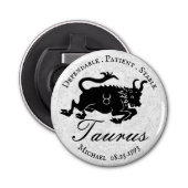 Astrologie Traits Zodiac Taurus Black White Button Flesopener (Voorkant)