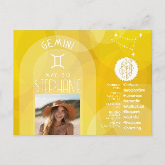 Astrologie Tweelingen Sterrenbeeld Foto Aangepaste Briefkaart (Voorkant)