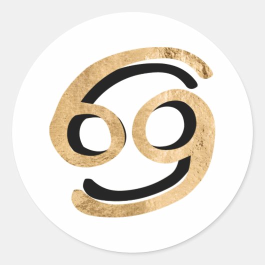 astrologie van de kankerkrab zodiumsymbool goudzwa ronde sticker (Voorkant)