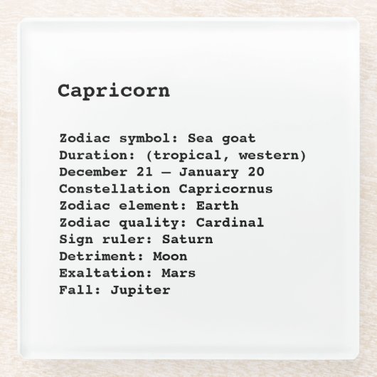 Astrologie van de Zodiab Capricorn Glazen Onderzetter (Voorkant)