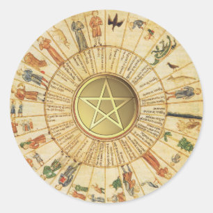  astrologie waarzeggerij gouden pentakel pagan ronde sticker