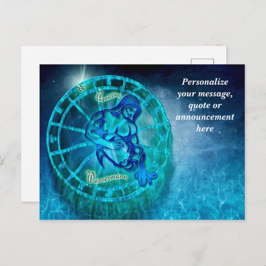 Astrologie Waterman Horoscoop Personaliseer Berich Aankondigingskaart (Voorkant / Achterkant)