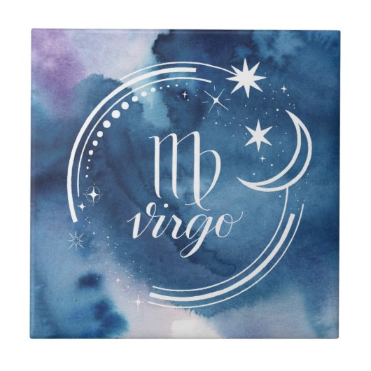 Astrologie waterverf - Virgo Tegeltje (Voorkant)