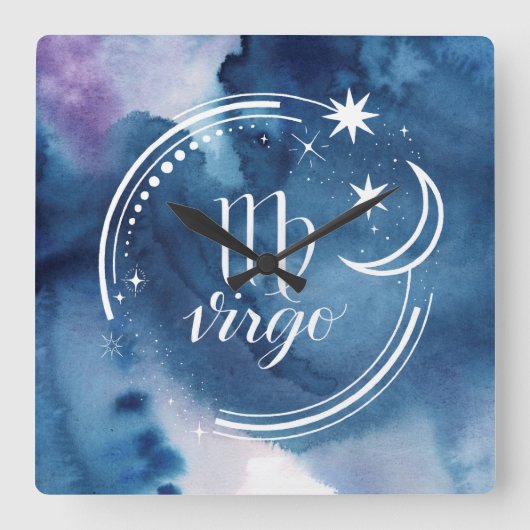Astrologie waterverf - Virgo Vierkante Klok (Voorkant)