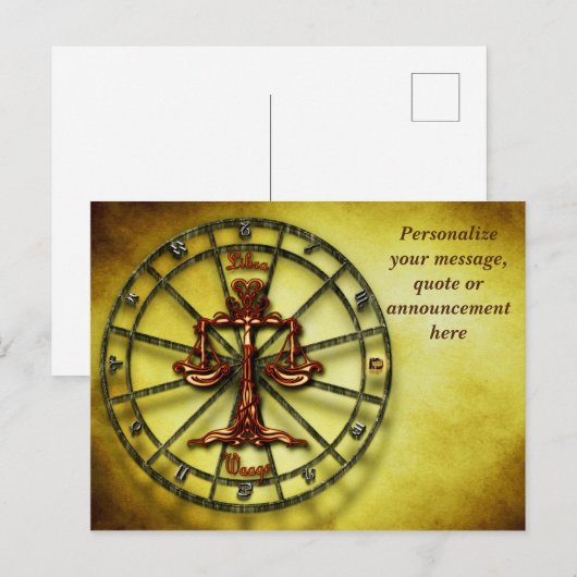 Astrologie Weegschaal Horoscoop gepersonaliseerde  Aankondigingskaart (Voorkant / Achterkant)