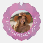 Astrologie Weegschaal Zodiac Sign Foto Aangepaste Ornament Kaart (Voorkant)