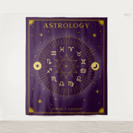 Astrologie Zodiac Calendar - Paars Wandkleed