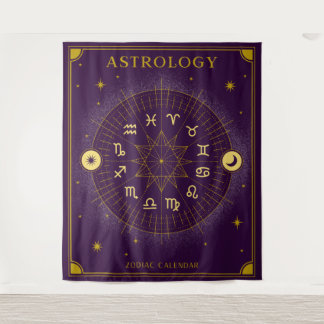 Astrologie Zodiac Calendar - Paars Wandkleed