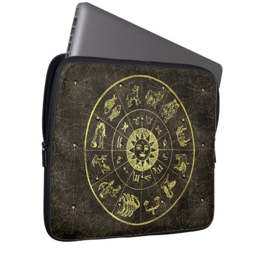  astrologie Zodiac en Cobweb magisch Laptop Sleeve (Voorkant Rechts)