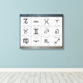 Astrologie Zodiac Tekens Grafiek Muur Kunst Canvas Afdruk (Insitu (Houten vloer))