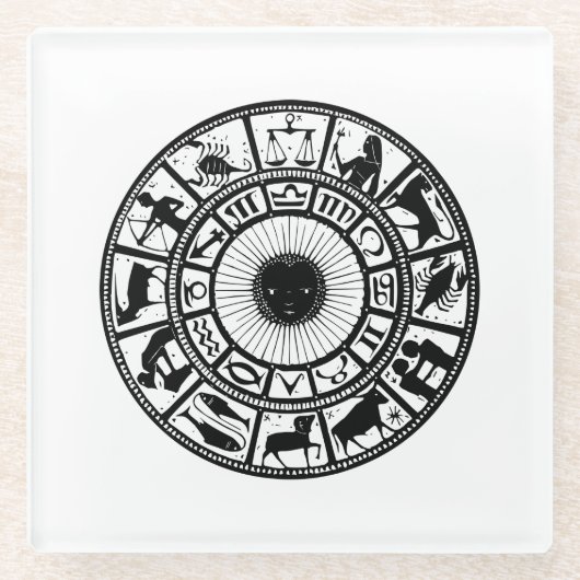  Astrologie Zodiawiel Glazen Onderzetter (Voorkant)