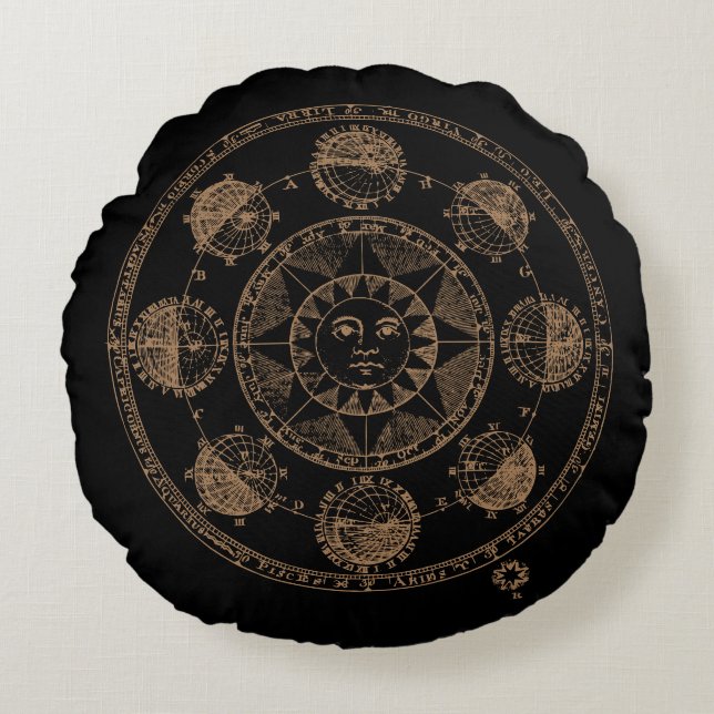  Astrologie Zodiawiel Rond Kussen (Voorkant)