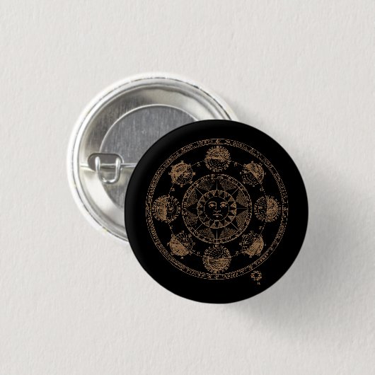  Astrologie Zodiawiel Ronde Button 3,2 Cm (Voorkant /achterkant)