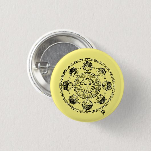 Astrologie Zodiawiel Ronde Button 3,2 Cm (Voorkant /achterkant)