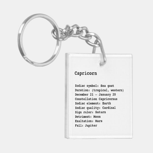Astrologie zwart wit sleutelhanger (Voorkant Links)
