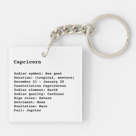 Astrologie zwart wit sleutelhanger (Achterkant)