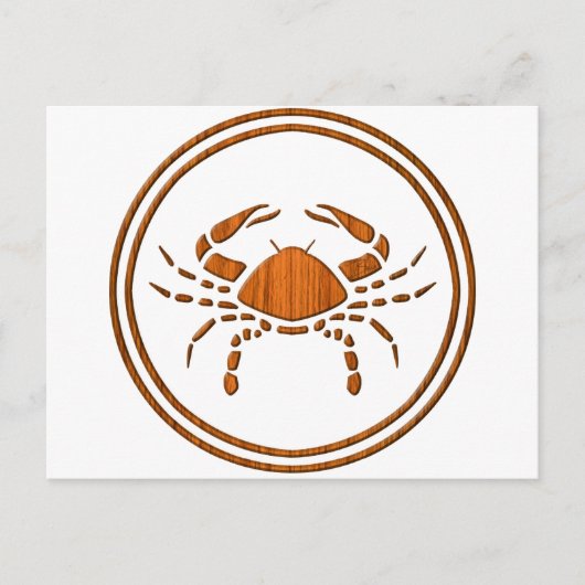 Astrologiebord voor houtkanker Zodiab Crab Briefkaart (Voorkant)