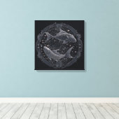 Astrologisch gebarenteken van het ras feb 19-maart canvas afdruk (Insitu (Houten vloer))