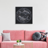Astrologisch gebarenteken van het ras feb 19-maart canvas afdruk (Insitu (Woonkamer))