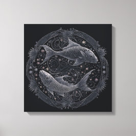 Astrologisch gebarenteken van het ras feb 19-maart canvas afdruk