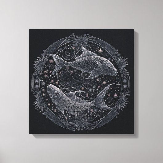 Astrologisch gebarenteken van het ras feb 19-maart canvas afdruk (Voorkant)