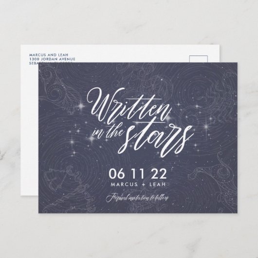 Astrologisch geschreven in de sterren Save the Dat Briefkaart (Voorkant / Achterkant)