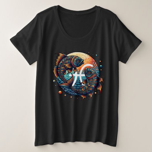Astrologisch horoscoopteken Vissen Zodiac Grote Maat T-shirt (Design voorkant)