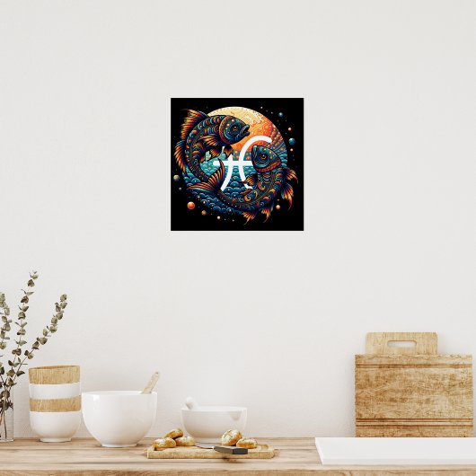 Astrologisch horoscoopteken Vissen Zodiac Poster (Keuken)