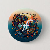 Astrologisch horoscoopteken Vissen Zodiac Ronde Button 5,7 Cm (Voorkant)