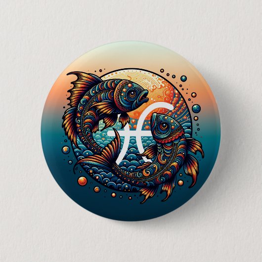 Astrologisch horoscoopteken Vissen Zodiac Ronde Button 5,7 Cm (Voorkant)