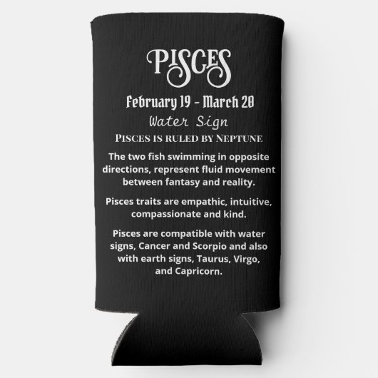 Astrologisch horoscoopteken Vissen Zodiac Seltzer Blikjeskoeler (Achterkant)