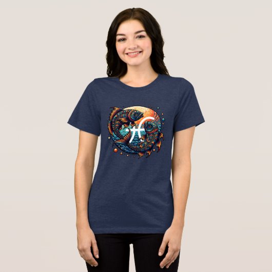 Astrologisch horoscoopteken Vissen Zodiac Tri-Blend Shirt (Voorkant volledig)