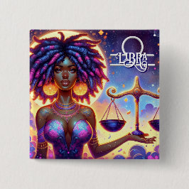 Astrologisch horoscoopteken Weegschaal Zodiac Vierkante Button 5,1 Cm