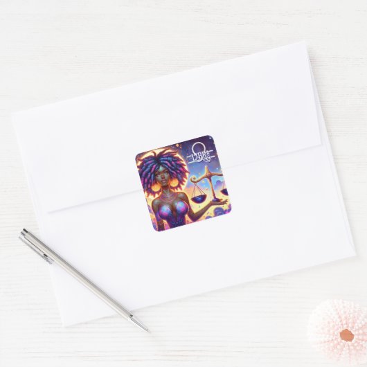 Astrologisch horoscoopteken Weegschaal Zodiac Vierkante Sticker (Envelop)
