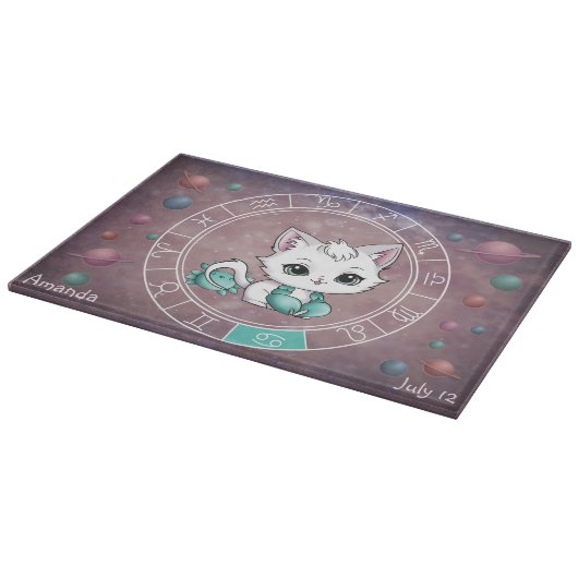 Astrologisch Kanker Schattigee kat Zodiac Wheel Snijplank (Hoek)